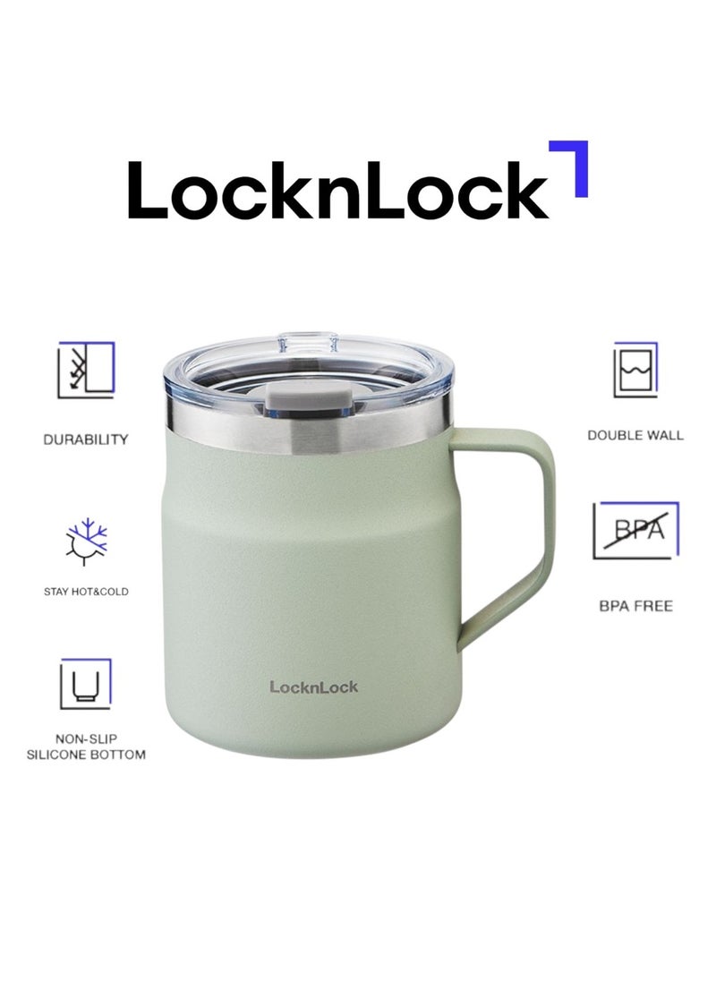 LOCK & LOCK LocknLock Metro Mug 355ml Mint – Double-Wall Insulated Stainless Steel Mug with Spill-Resistant Lid  - Image 1