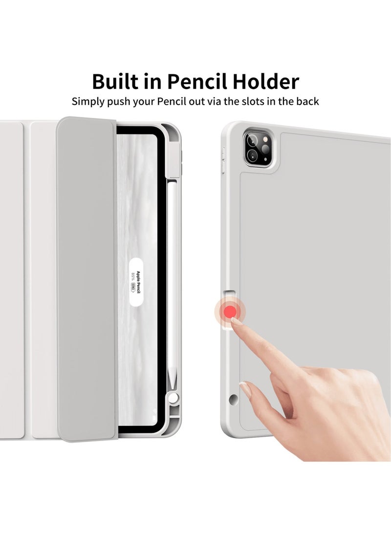 JAJEEK "iPad Pro 11 Inch Case (4th/3rd/2nd Gen, 2020-2022) – Soft TPU Back, Smart Cover with Pencil Holder, Tri-Fold Stand, Wireless Charging, Auto Wake/Sleep (Gray)" - Image 2