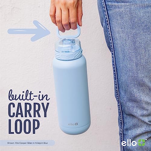 Ello Cooper 40oz Stainless Steel Water Bottle with Straw and Carry Handle, Double Walled and Vacuum Insulated Metal, Leak Proof Locking Lid with Soft Silicone Spout, Reusable, BPA Free, Lilac - Image 5