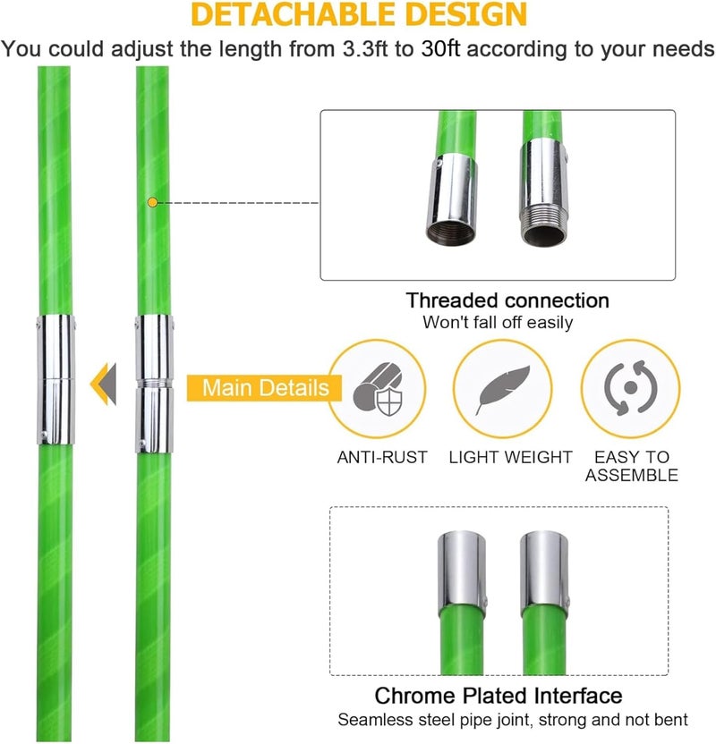 Likeem 30 Feet Tree Pole Pruner Manual Branches Trimmer Tree Branch Garden Tools Loppers Hand Pole Saws Extendable Height - Image 3