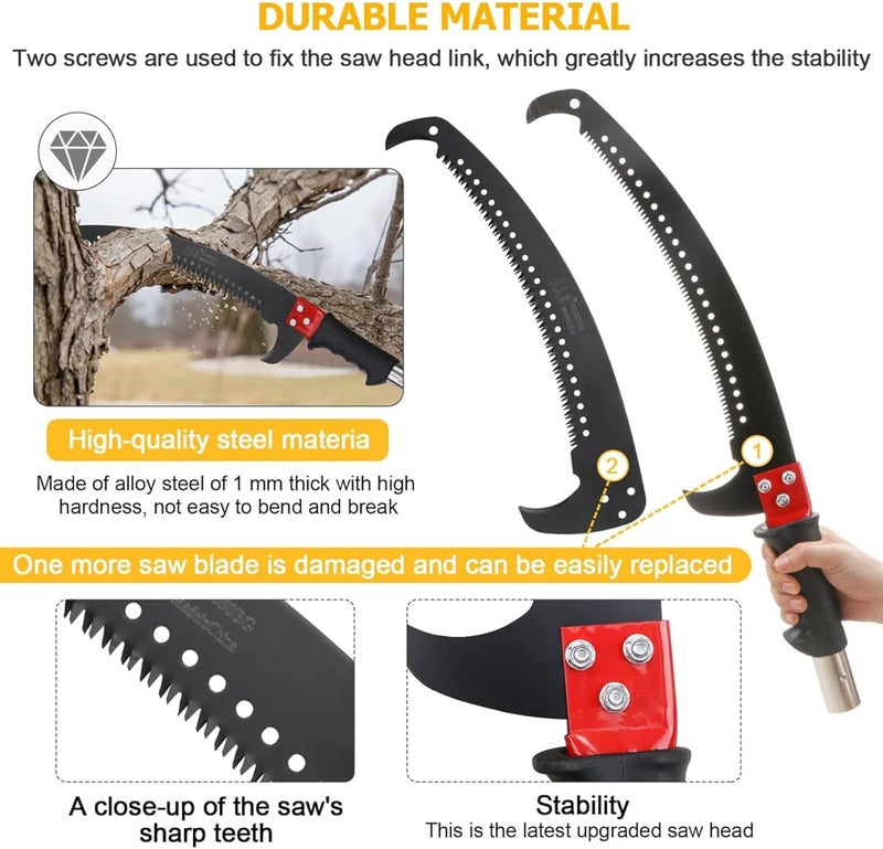 Likeem 30 Feet Tree Pole Pruner Manual Branches Trimmer Tree Branch Garden Tools Loppers Hand Pole Saws Extendable Height - Image 5