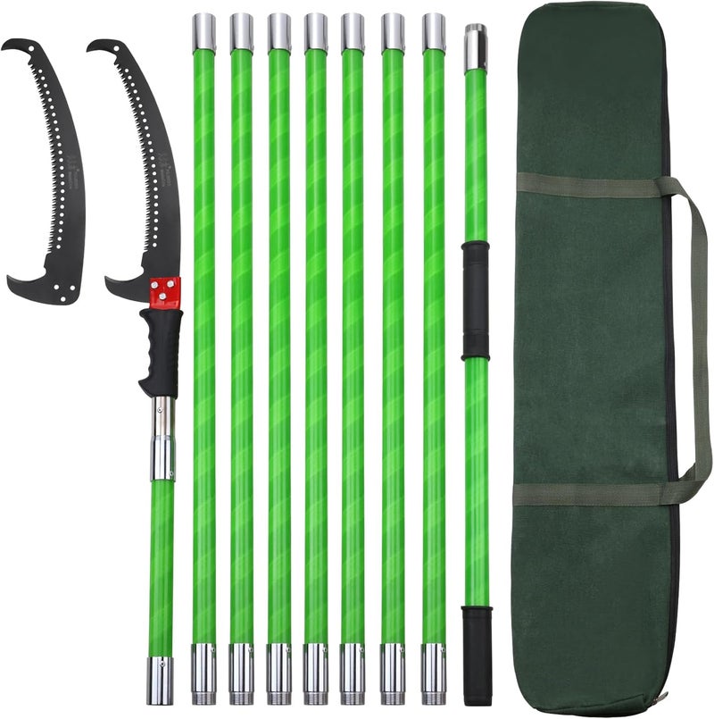 Likeem 30 Feet Tree Pole Pruner Manual Branches Trimmer Tree Branch Garden Tools Loppers Hand Pole Saws Extendable Height - Image 1
