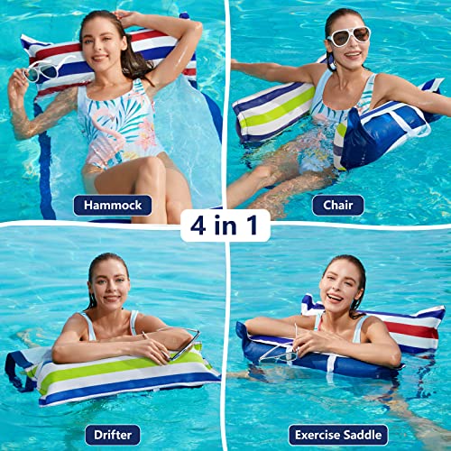 Jasonwell Inflatable Pool Hammock Float 2 Pack Water Hammock Pool Floaties MultiPurpose Saddle Lounge Chair Drifter 4 in 1 Lake Beach Floating Loungers Swimming Pool Floats Toys for Adults - Image 3
