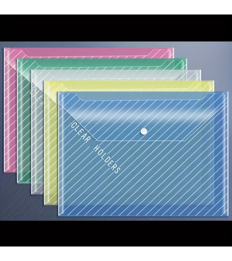 10 Pcs Durable Transparent File Bags Mixed Colors Classic PP Document Organizer - Image 2