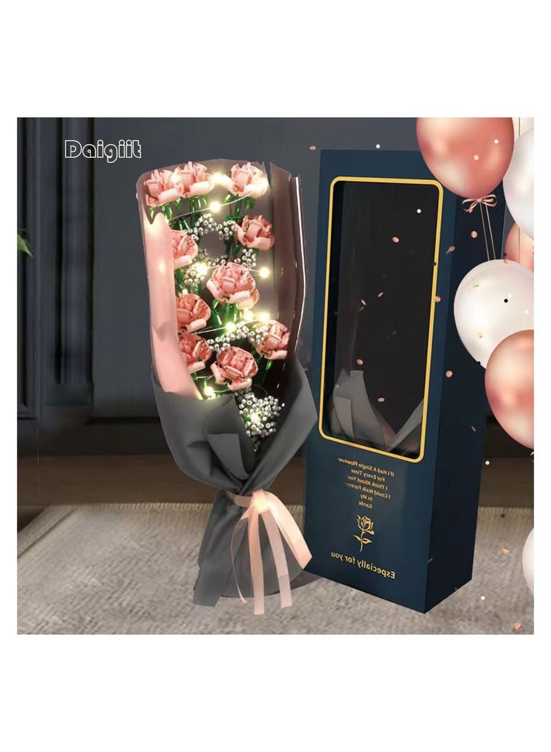 Daigiit Flower Square Long Gift Box / 1661 Particle Bouquet Building Block Gift / Lighting High-end Gift Box - Image 2