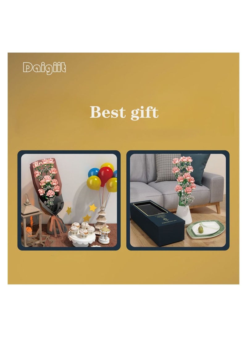 Daigiit Flower Square Long Gift Box / 1661 Particle Bouquet Building Block Gift / Lighting High-end Gift Box - Image 3