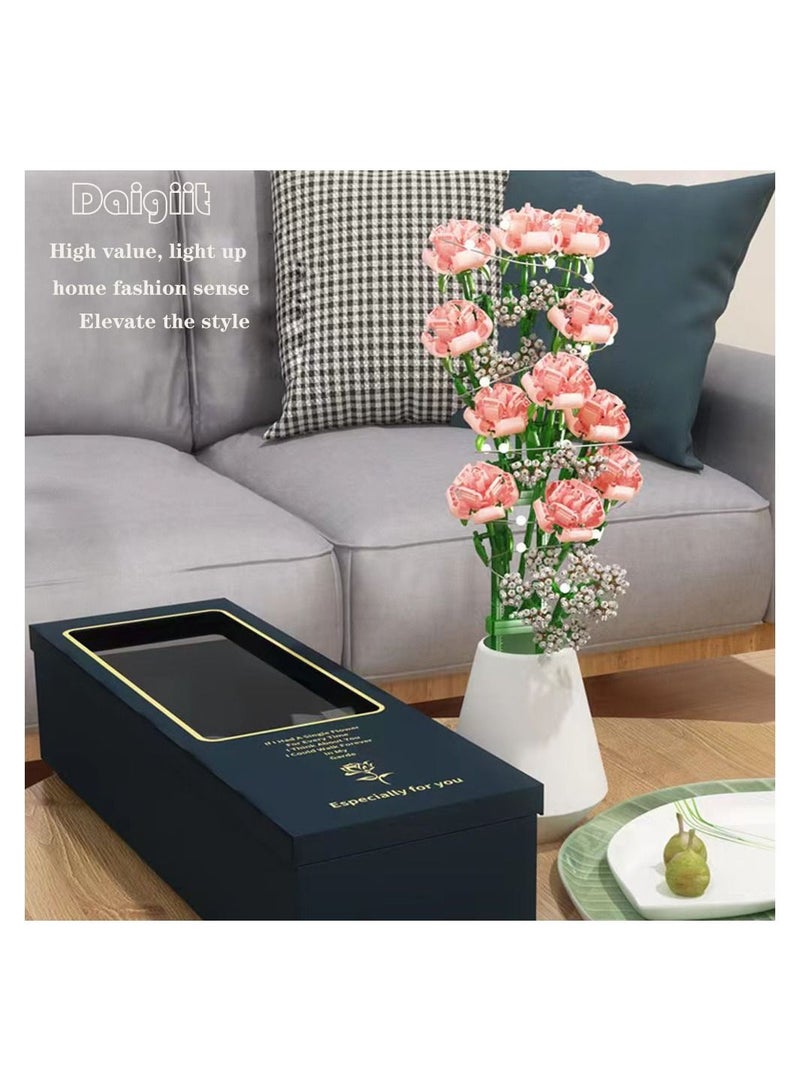Daigiit Flower Square Long Gift Box / 1661 Particle Bouquet Building Block Gift / Lighting High-end Gift Box - Image 1