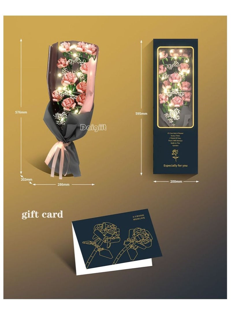 Daigiit Flower Square Long Gift Box / 1661 Particle Bouquet Building Block Gift / Lighting High-end Gift Box - Image 4
