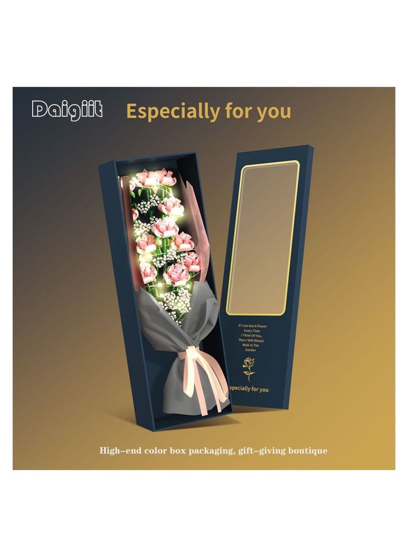 Daigiit Flower Square Long Gift Box / 1661 Particle Bouquet Building Block Gift / Lighting High-end Gift Box - Image 5