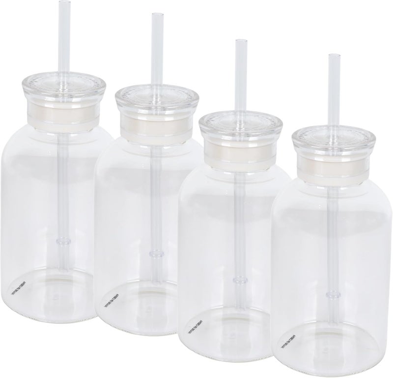 بي آند دي طقم برطمانات مياه زجاجية من B&D مع شفاط، 4 قطع، زجاجات شرب مزودة بأغطية - Image 1