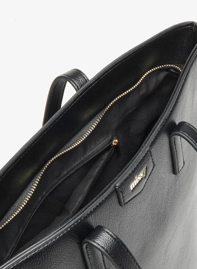 MISSY Missy Solid Tote Bag with Zip Closure and Pouch