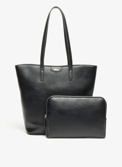 MISSY Missy Solid Tote Bag with Zip Closure and Pouch