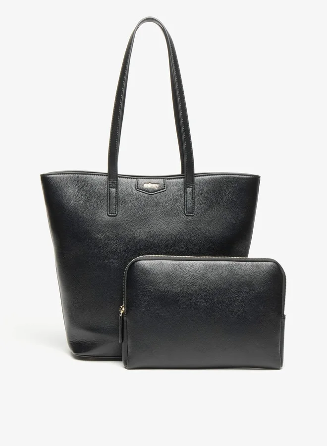 MISSY Missy Solid Tote Bag with Zip Closure and Pouch