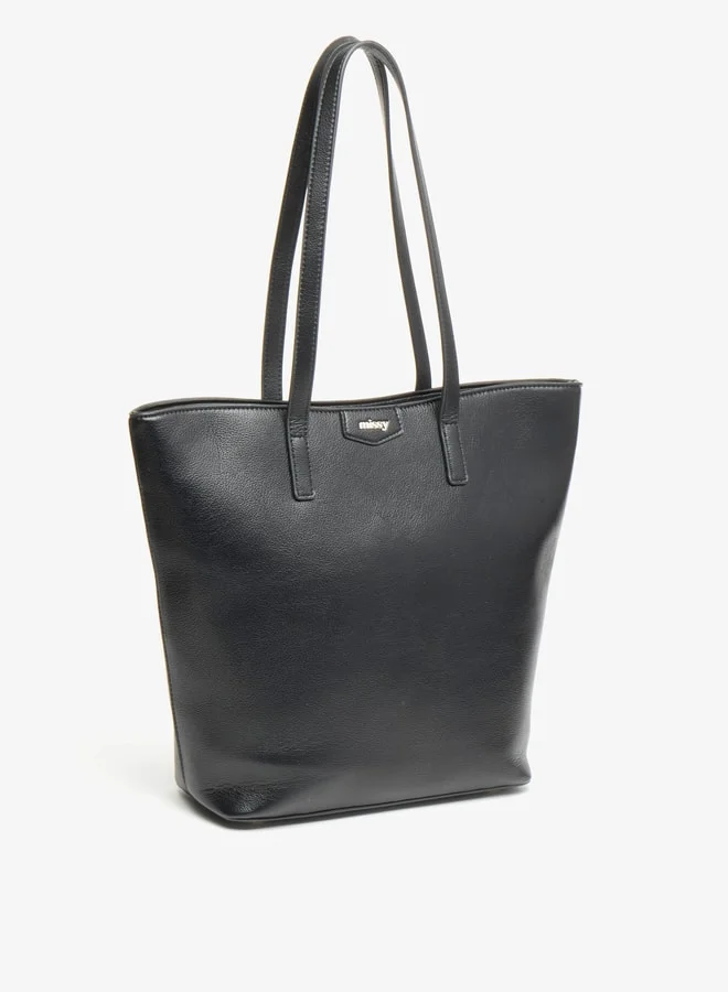 MISSY Missy Solid Tote Bag with Zip Closure and Pouch