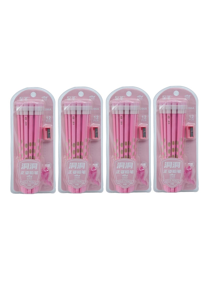 ON SHOPPY (LABEL) - ON SHOPPY LABEL Dongdong Dark 12 Pencil Set for Sketching Writing and Crafting for Children with Sharpner and Grips Pack Of 4 - Image 1