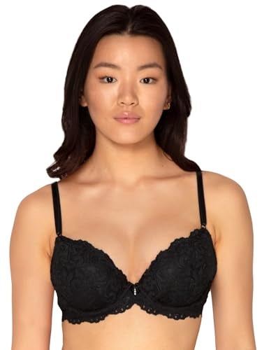 Smart & Sexy صدرية دفع من الدانتيل بتوقيع سمارت آند سيكسي للنساء، لون أسود، 34B - Image 1