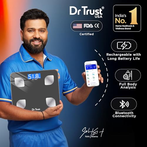 Dr Trust (USA) Rechargeable Bluetooth Digital Smart Fitness Body Fat Composition Analyzer BMI Weight Machine For Human USB Electronic Weighing Scale- 505 (Gray) - Image 2
