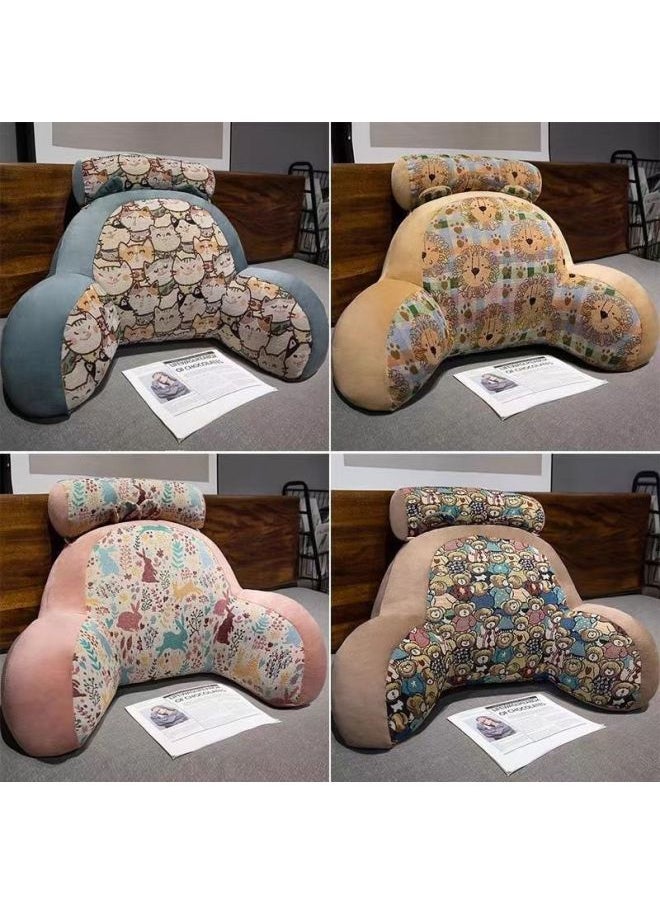 Generic - Bedside Soft Bag Large Backrest Cushion Pillow Bed Play Mobile Phone Dormitory Reading Waist Protection Pillow Tatami Retro Style-Color:Floral Kitten Waist Support-70* 50cm - Image 1