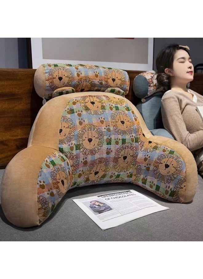 Generic - Bedside Soft Bag Large Backrest Cushion Pillow Bed Play Mobile Phone Dormitory Reading Waist Protection Pillow Tatami Retro Style-Color:Floral Kitten Waist Support-70* 50cm - Image 1