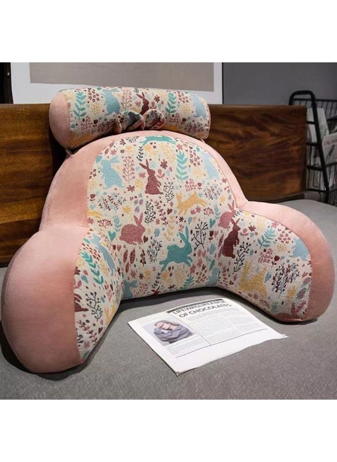 Generic - Bedside Soft Bag Large Backrest Cushion Pillow Bed Play Mobile Phone Dormitory Reading Waist Protection Pillow Tatami Retro Style-Color:Floral Kitten Waist Support-70* 50cm - Image 1