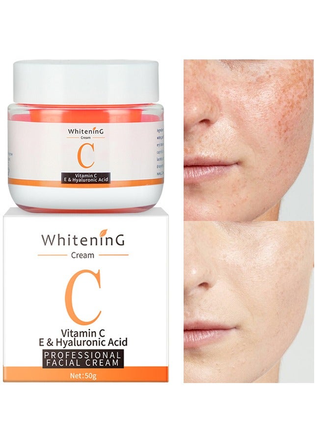 Whitening Cream - Vitamin C E & Hyaluronic Acid Proefssional Facial Cream, Anti acne and Anti aging Brightening ,Anti-Wrinkle Firming,Repair Skin Barrier,Suitable For All Skin Types 50g