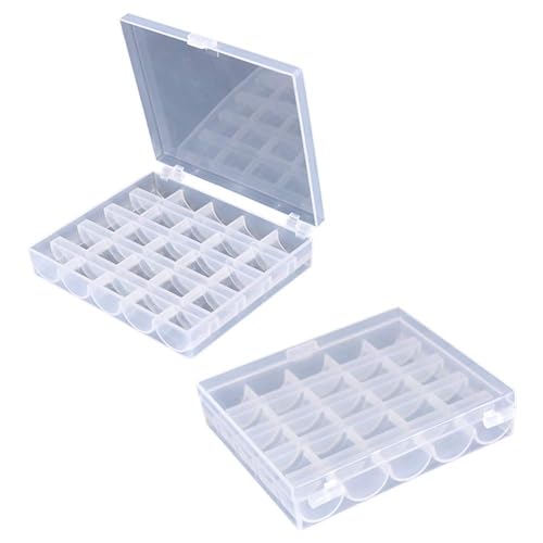 VOBRAMY Bobbins Case,25 Slots Bobbins Box Transparent Class 15 Sewing Machine Bobbins Organizer Box 2 Pack - Image 4