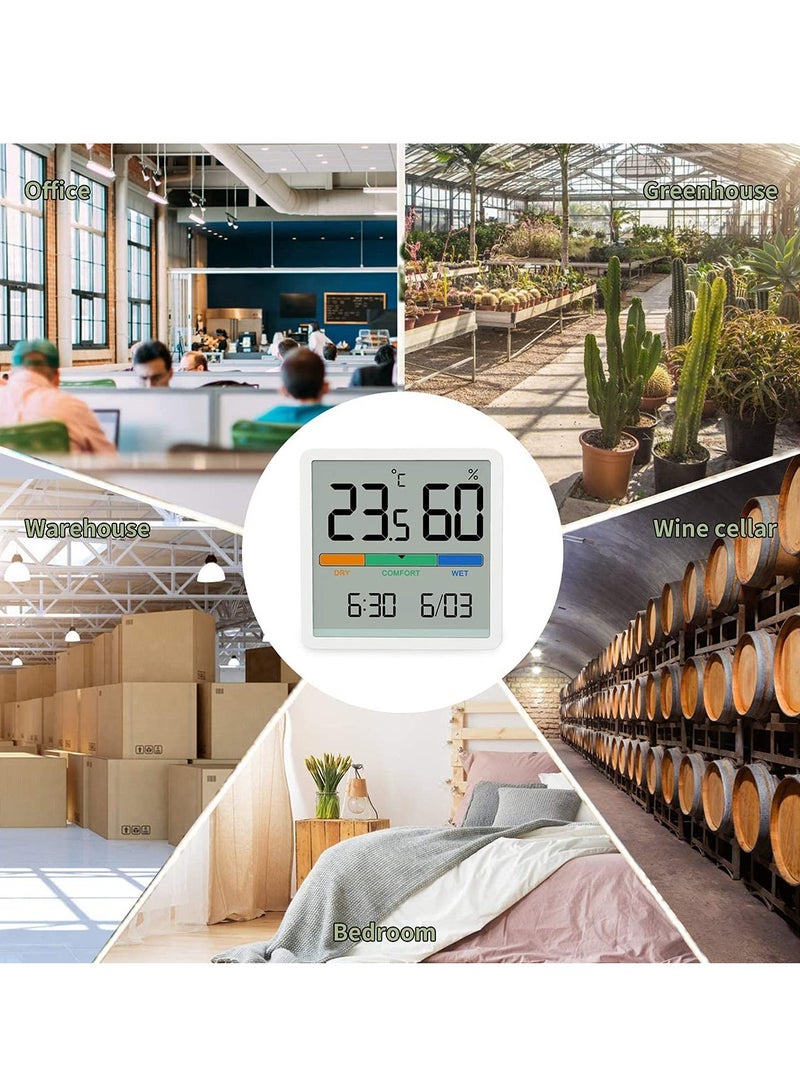 KASTWAVE Digital Hygrometer Indoor Thermometer, Room Humidity Gauge, Accurate Desktop Digital Thermometer with Temperature, Humidity, and Clock - Image 2