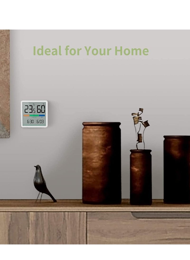 KASTWAVE Digital Hygrometer Indoor Thermometer, Room Humidity Gauge, Accurate Desktop Digital Thermometer with Temperature, Humidity, and Clock - Image 4