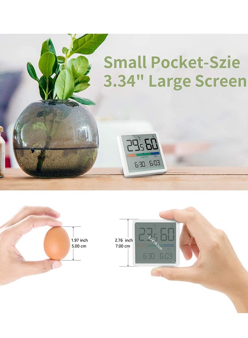 KASTWAVE Digital Hygrometer Indoor Thermometer, Room Humidity Gauge, Accurate Desktop Digital Thermometer with Temperature, Humidity, and Clock - Image 5