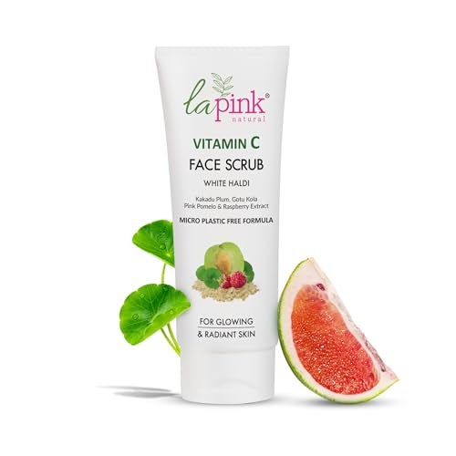 La Pink Vitamin C Face Scrub with White Haldi & Gotu Kola | Gentle Exfoliation, Skin Brightening | 100% Microplastic Free Formula | All Skin Types | 100ml - Image 1
