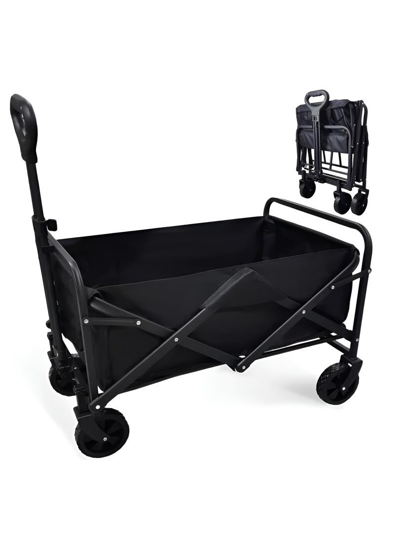Collapsible Folding Outdoor Multi-Functional Utility Wagon, Beach Cart Large Capacity, Garden Cart with Adjustable Handle Folding Trolley Outdoor Camping with Storage Basket