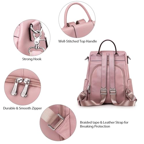 S-ZONE Women's Backpack Handbags, Pink, Medium - Image 5