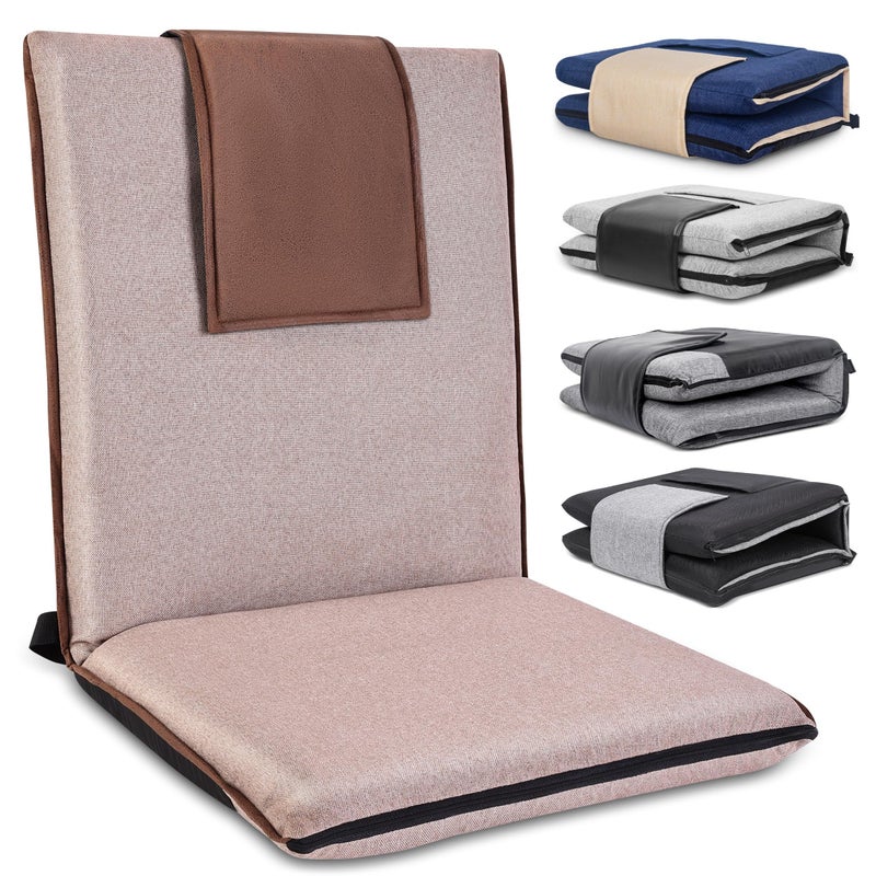 FASTMOMENT Adjustable Floor Chair with Back Support  14Position Portable Foldable Meditation Chair for Adults  Kids  Japanese KOYO Bearings  Washable Linen Cover Coffee