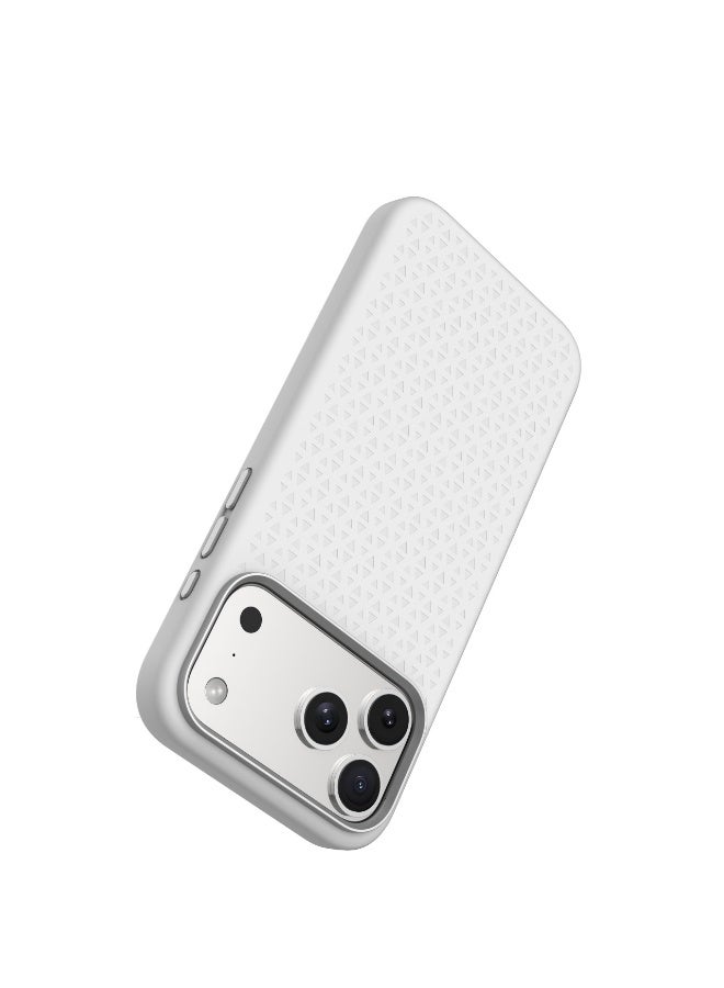 LEVELO Fiora MagSafe Liquid Silicone Case for iPhone 17 Pro with Pattern Design / Premium Silicone Grip / Shock-Resistant Bumper / Aluminum Alloy Frame for Camera & Buttons / Strong Magnet - Silver - Image 5