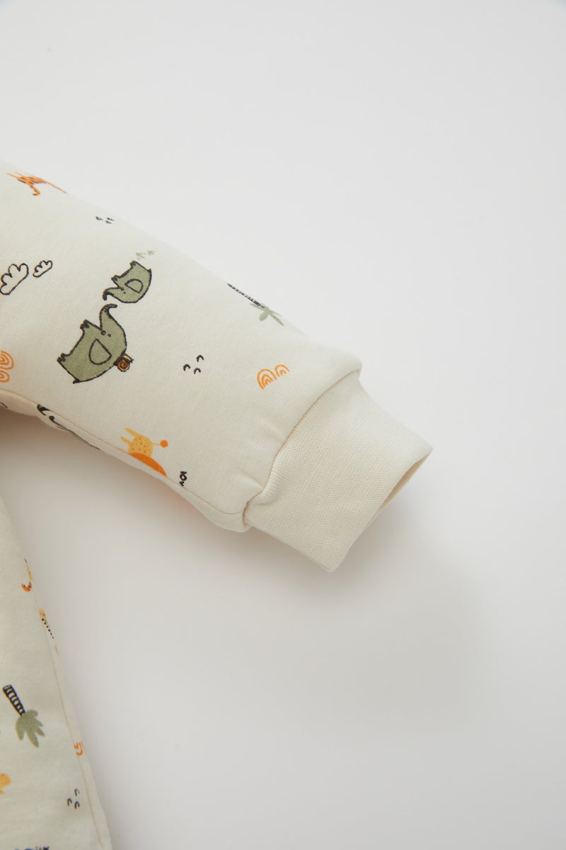 DeFacto Baby Boy Newborn 1 Tog Fiber Safari Patterned Cotton Sleeping Jumpsuit  - Image 4