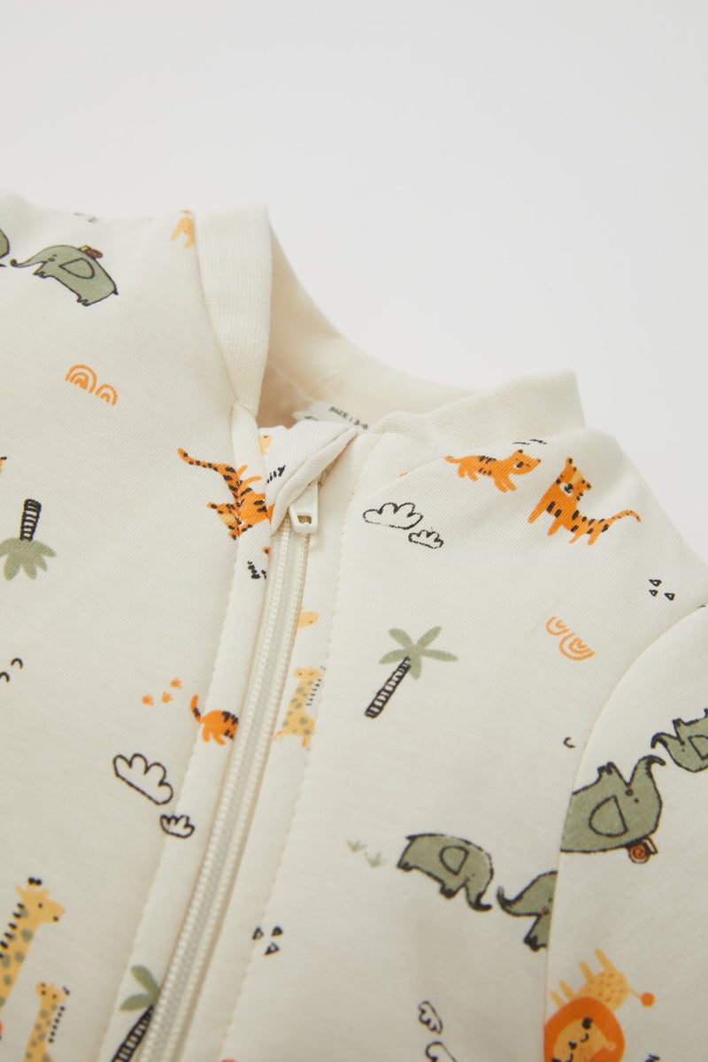 DeFacto Baby Boy Newborn 1 Tog Fiber Safari Patterned Cotton Sleeping Jumpsuit  - Image 5