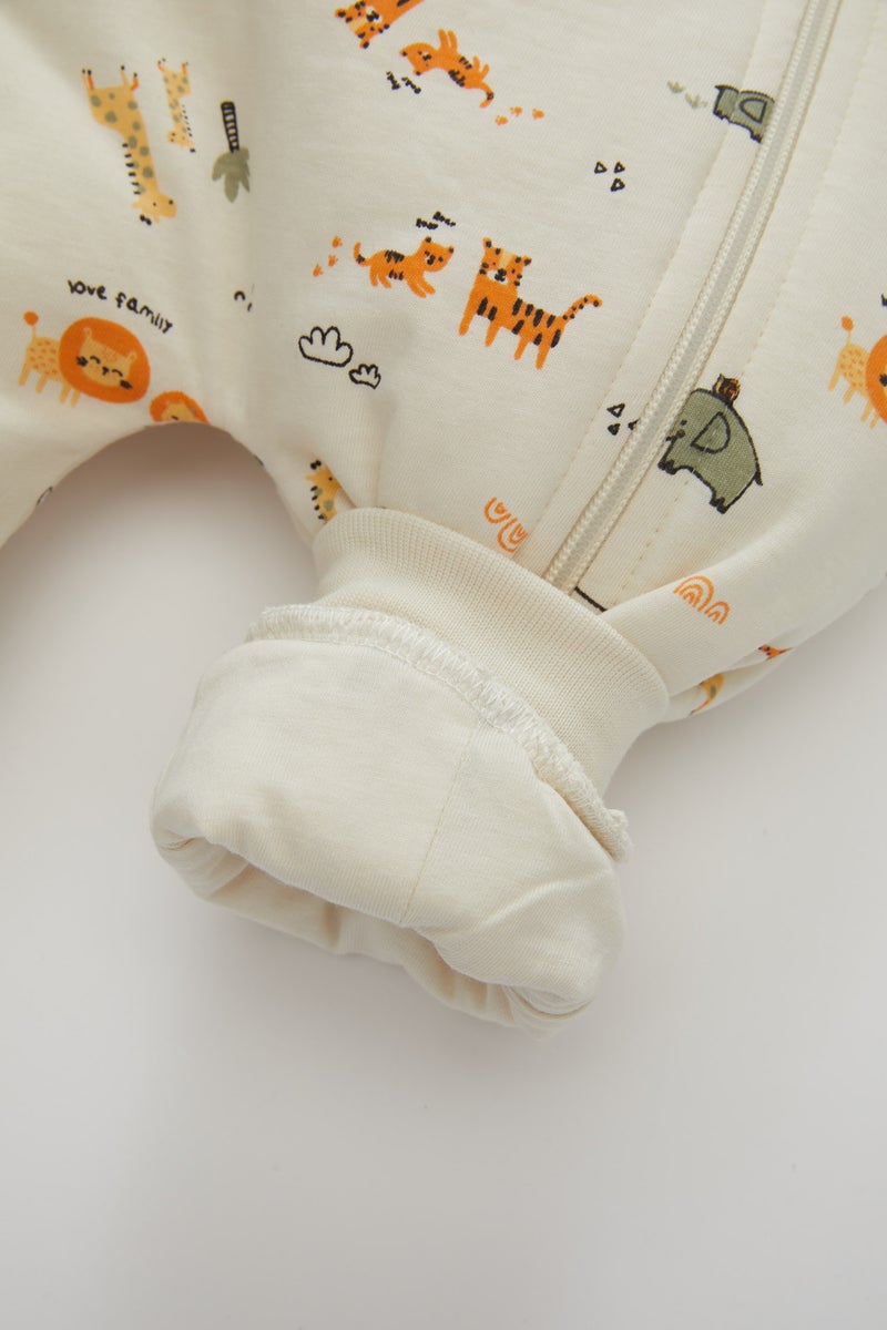 DeFacto Baby Boy Newborn 1 Tog Fiber Safari Patterned Cotton Sleeping Jumpsuit  - Image 2
