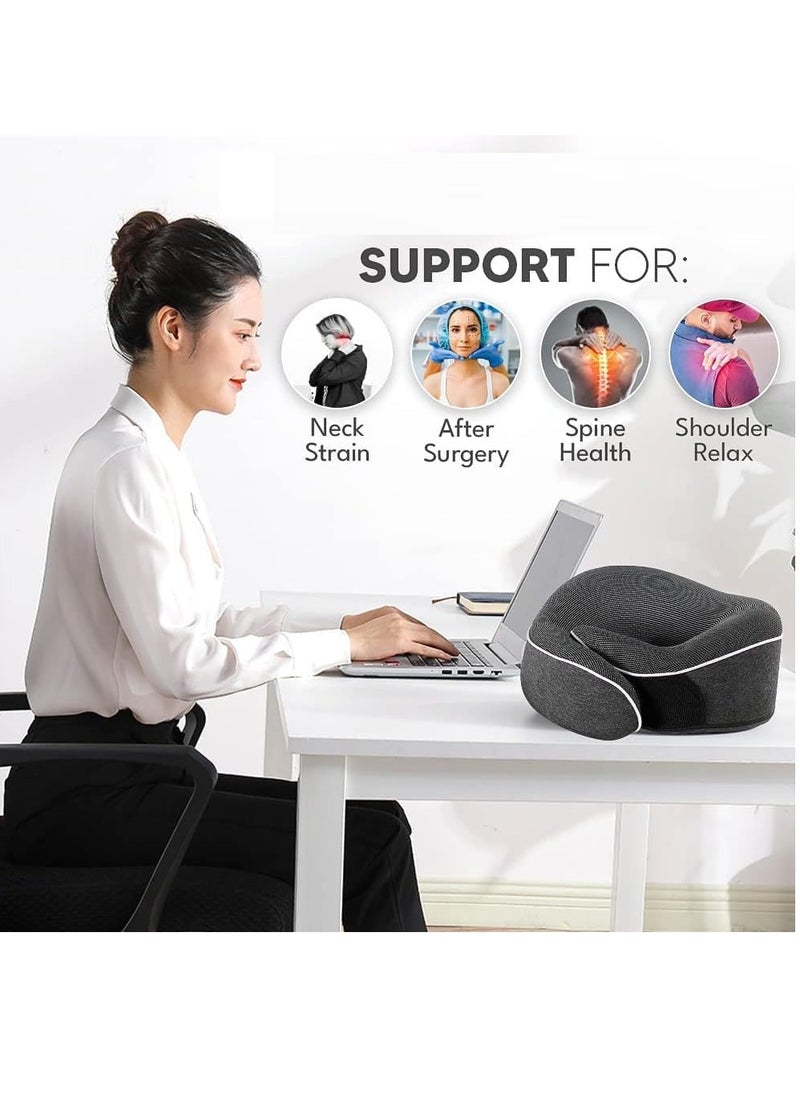 Generic - Travel Neck Pillow Memory Foam U Shaped Neck Support 100% Pure Memory Foam Pillow Ergonomic Design Soft Best Full Neck Surround Pillow Sleep for Airplane Car Office and Home Resting (Black) - Image 1
