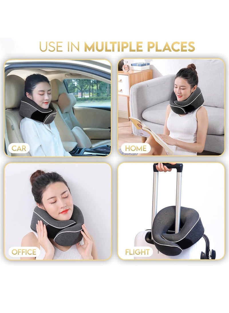 Generic - Travel Neck Pillow Memory Foam U Shaped Neck Support 100% Pure Memory Foam Pillow Ergonomic Design Soft Best Full Neck Surround Pillow Sleep for Airplane Car Office and Home Resting (Black) - Image 1