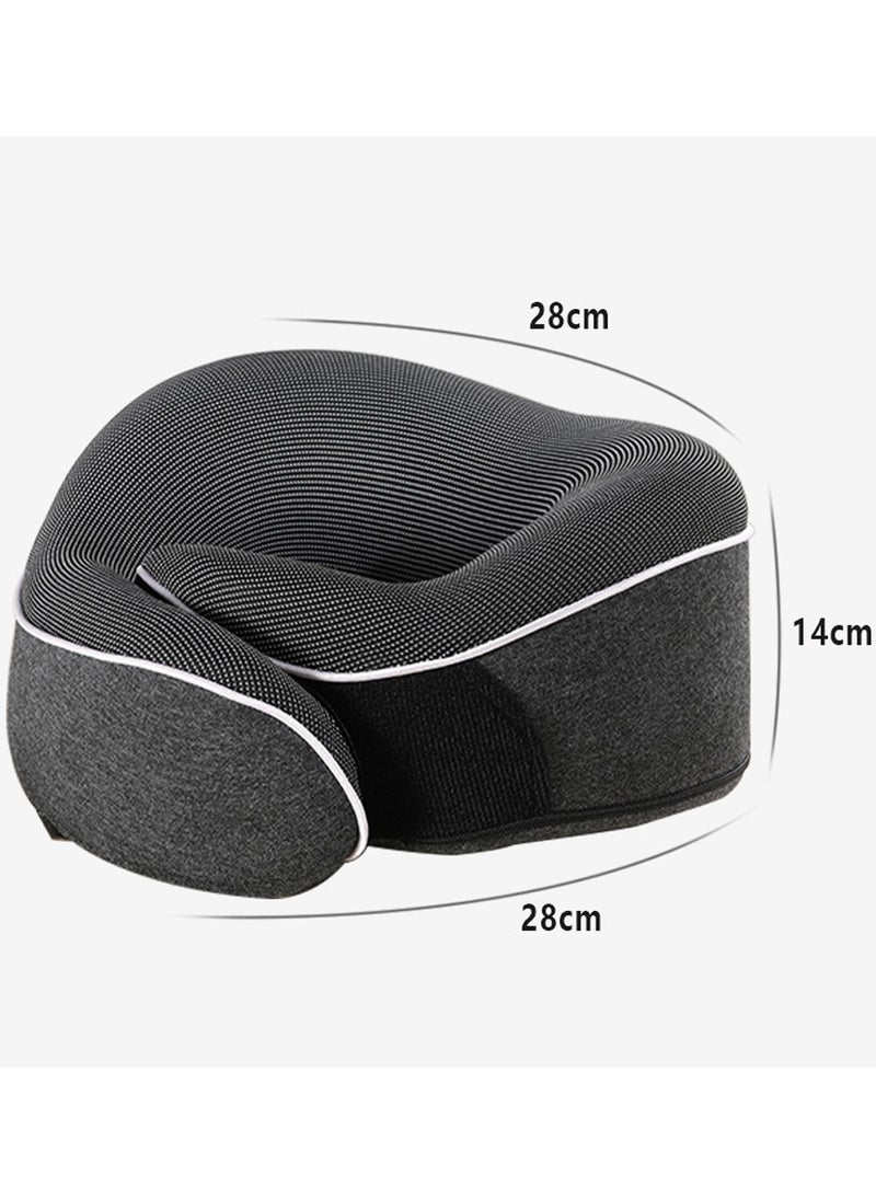 Generic - Travel Neck Pillow Memory Foam U Shaped Neck Support 100% Pure Memory Foam Pillow Ergonomic Design Soft Best Full Neck Surround Pillow Sleep for Airplane Car Office and Home Resting (Black) - Image 1