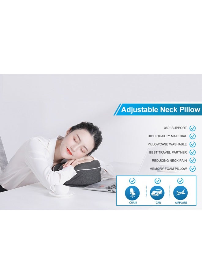 Generic - Travel Neck Pillow Memory Foam U Shaped Neck Support 100% Pure Memory Foam Pillow Ergonomic Design Soft Best Full Neck Surround Pillow Sleep for Airplane Car Office and Home Resting (Black) - Image 1