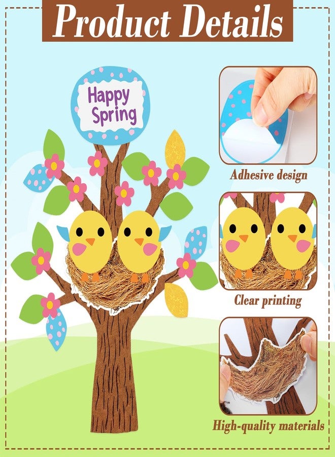 Flutesan 24 Pcs Spring Bird Nest Craft Kit Happy Spring Ornaments with Stickers Make Your Own Bird Ornament Arts and DIY Crafts Gift for Home Activity Birthday Decotation - Image 3