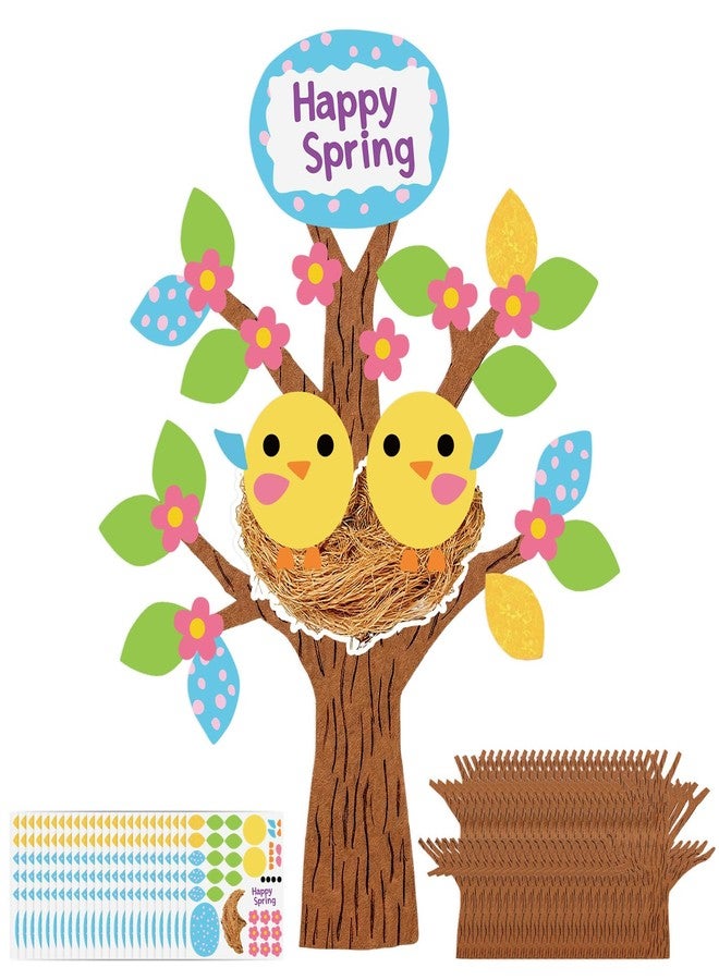 Flutesan 24 Pcs Spring Bird Nest Craft Kit Happy Spring Ornaments with Stickers Make Your Own Bird Ornament Arts and DIY Crafts Gift for Home Activity Birthday Decotation - Image 1