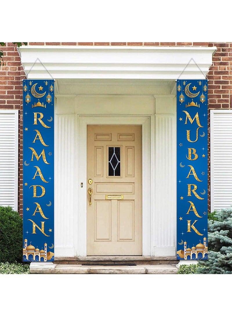 Aikanbo Ramadan Kareem Hanging Banner Decoration - 180 x 30 cm Ramadan Banner Front Door Porch Sign Decoration for Home Indoor Outdoor,Eid Background Ramadan Mubarak Party Decoration - Image 1
