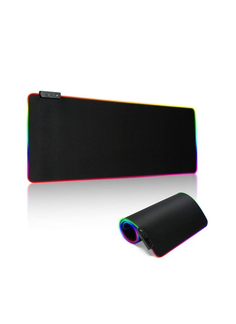Large RGB Gaming Mousepad with Nonslip Base 14 Kinds of RGB Lights Mode for Live Broadcasting, Gaming and Work 800x300x4mm