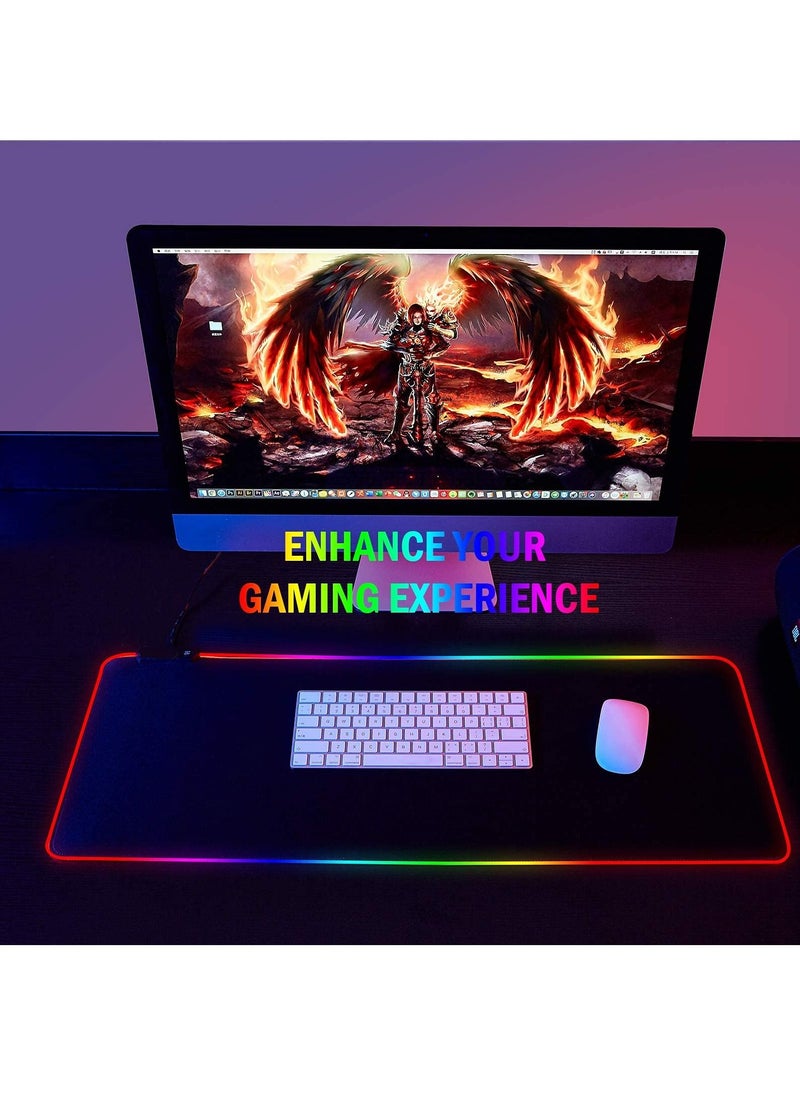Flash Hawk - Large RGB Gaming Mousepad with Nonslip Base 14 Kinds of RGB Lights Mode for Live Broadcasting, Gaming and Work 800x300x4mm - Image 1