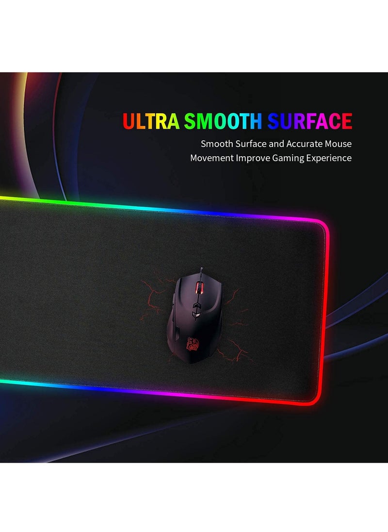 Flash Hawk - Large RGB Gaming Mousepad with Nonslip Base 14 Kinds of RGB Lights Mode for Live Broadcasting, Gaming and Work 800x300x4mm - Image 1