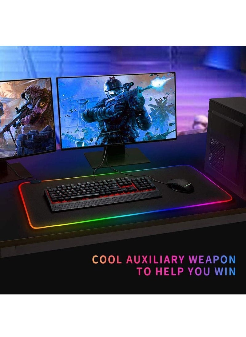 Flash Hawk - Large RGB Gaming Mousepad with Nonslip Base 14 Kinds of RGB Lights Mode for Live Broadcasting, Gaming and Work 800x300x4mm - Image 1