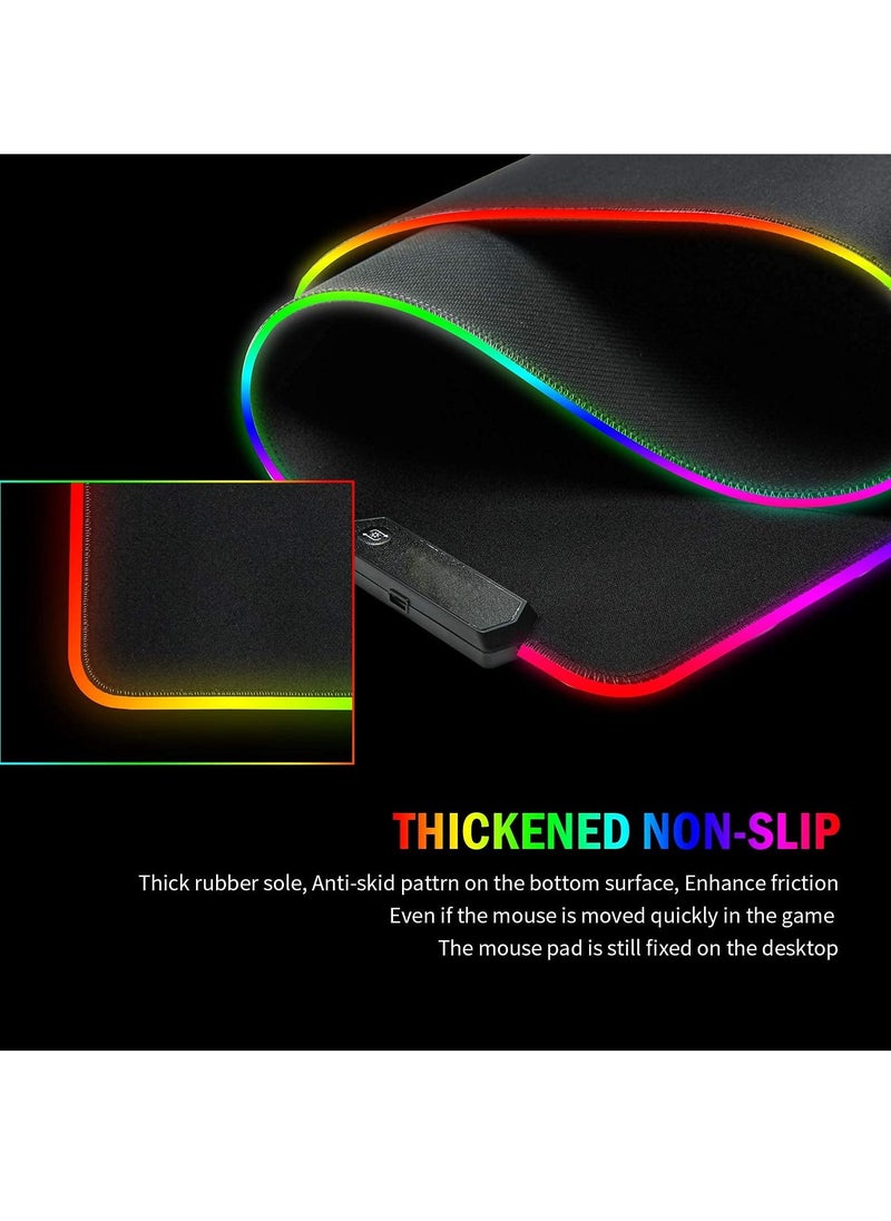Flash Hawk - Large RGB Gaming Mousepad with Nonslip Base 14 Kinds of RGB Lights Mode for Live Broadcasting, Gaming and Work 800x300x4mm - Image 1