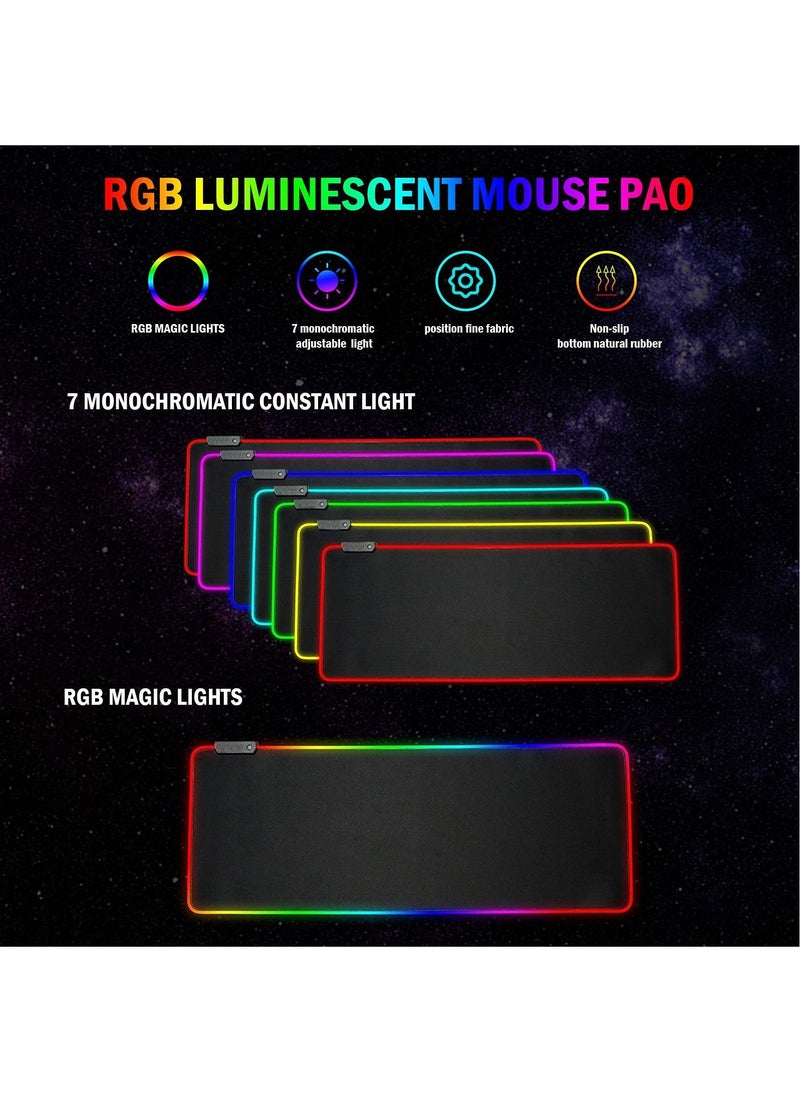 Flash Hawk - Large RGB Gaming Mousepad with Nonslip Base 14 Kinds of RGB Lights Mode for Live Broadcasting, Gaming and Work 800x300x4mm - Image 1